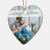 初めてのクリスマス結婚したはMr.& Mrs PHOTOハート セラミックオーナメント (左)