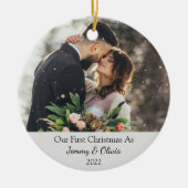 初めてのクリスマス結婚したをフォトセラミックオーナメントとして セラミックオーナメント (正面)