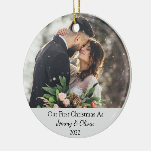 初めてのクリスマス結婚したをフォトセラミックオーナメントとして セラミックオーナメント (左)