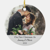 初めてのクリスマス結婚したをフォトセラミックオーナメントとして セラミックオーナメント (裏面)