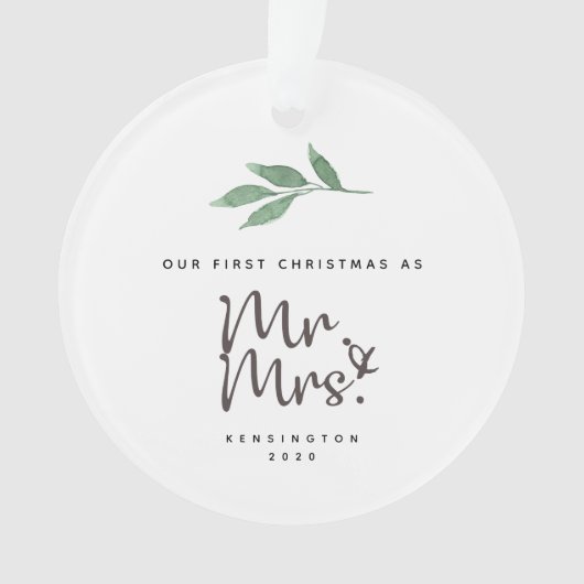 初めてのクリスマス結婚したアクリルオーナメント オーナメント (正面)