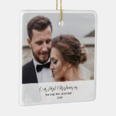 初めてのクリスマス結婚したウエディングの写真 セラミックオーナメント (右)