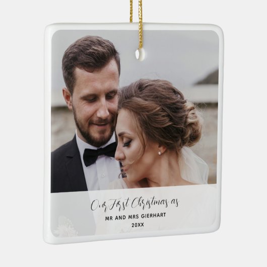 初めてのクリスマス結婚したウエディングの写真 セラミックオーナメント (右)