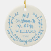 初めてのクリスマス結婚したオーナメントと写真 セラミックオーナメント (裏面)
