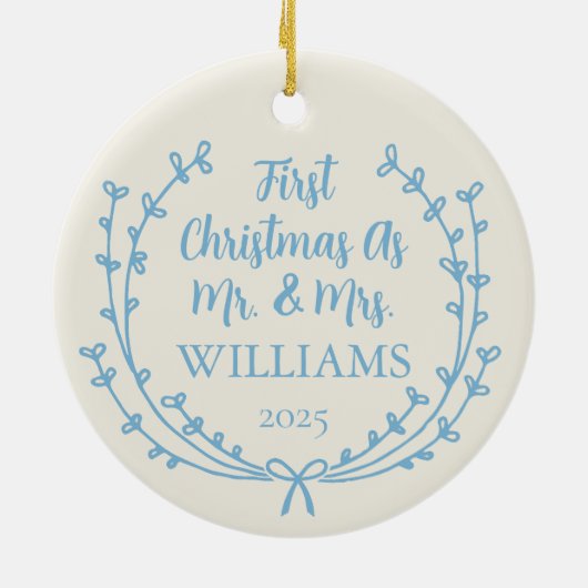 初めてのクリスマス結婚したオーナメントと写真 セラミックオーナメント (裏面)