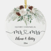 初めてのクリスマス結婚したオーナメントミスター&ミセス セラミックオーナメント (正面)