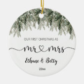 初めてのクリスマス結婚したオーナメントミスター&ミセス セラミックオーナメント (正面)
