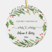 初めてのクリスマス結婚したオーナメントミスター&ミセス セラミックオーナメント (正面)