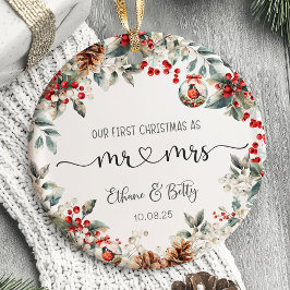 初めてのクリスマス結婚したオーナメントミスター&ミセス セラミックオーナメント