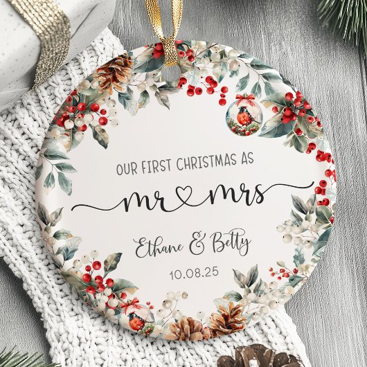 初めてのクリスマス結婚したオーナメントミスター&ミセス セラミックオーナメント