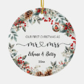 初めてのクリスマス結婚したオーナメントミスター&ミセス セラミックオーナメント (正面)