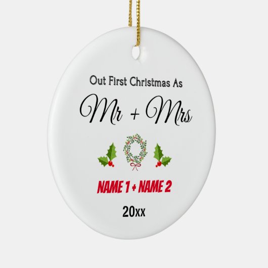 初めてのクリスマス結婚したオーナメント結婚した – ギフト セラミックオーナメント (右)