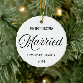 初めてのクリスマス結婚したオーナメント セラミックオーナメント