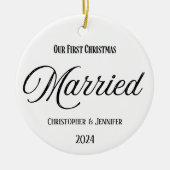 初めてのクリスマス結婚したオーナメント セラミックオーナメント (正面)