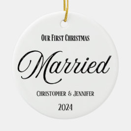 初めてのクリスマス結婚したオーナメント セラミックオーナメント