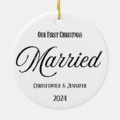 初めてのクリスマス結婚したオーナメント セラミックオーナメント (裏面)