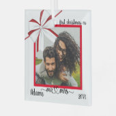 初めてのクリスマス結婚したカスタムクリスマスオーナメント ガラスオーナメント (正面左)