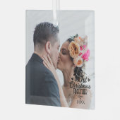 初めてのクリスマス結婚したカスタムクリスマスオーナメント ガラスオーナメント (正面左)