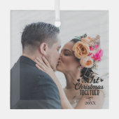 初めてのクリスマス結婚したカスタムクリスマスオーナメント ガラスオーナメント (正面)