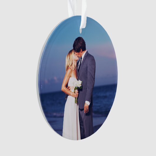初めてのクリスマス結婚したカスタムフォトクリスマス オーナメント (正面)