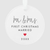 初めてのクリスマス結婚したカスタムフォトクリスマス オーナメント (裏面)