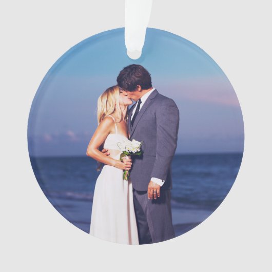 初めてのクリスマス結婚したカスタムフォトクリスマス オーナメント (正面)