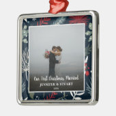 初めてのクリスマス結婚したカップル休日 メタルオーナメント (左)