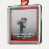 初めてのクリスマス結婚したカップル休日 メタルオーナメント (左)