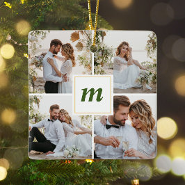 初めてのクリスマス結婚したカップル新婚モノグラム セラミックオーナメント