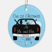 初めてのクリスマス結婚したカップル セラミックオーナメント (左)
