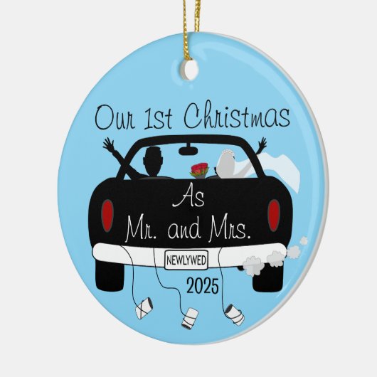 初めてのクリスマス結婚したカップル セラミックオーナメント (左)