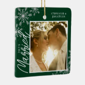 初めてのクリスマス結婚したグリーンスノーフレーク写真 セラミックオーナメント (右)