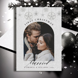 初めてのクリスマス結婚したスパークルスボホフレームフォト シーズンカード