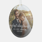 初めてのクリスマス結婚したス結婚クリプトの写真 ガラスオーナメント (正面左)