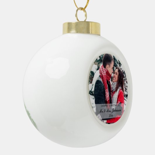 初めてのクリスマス結婚したズ氏写真の形見 セラミックボールオーナメント (左)