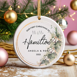 初めてのクリスマス結婚したセラミックオーナメント、ブーケ セラミックオーナメント