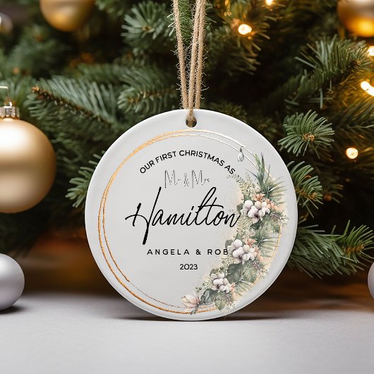 初めてのクリスマス結婚したセラミックオーナメント、ブーケ セラミックオーナメント