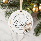 初めてのクリスマス結婚したセラミックオーナメント、花 セラミックオーナメント