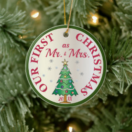 初めてのクリスマス結婚したツリーオーナメント セラミックオーナメント