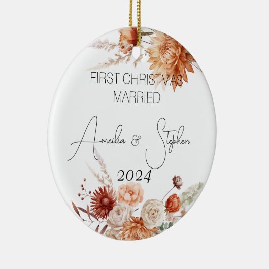 初めてのクリスマス結婚したテラコッタウォーター色 セラミックオーナメント (右)