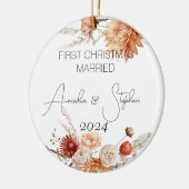 初めてのクリスマス結婚したテラコッタウォーター色 セラミックオーナメント (左)