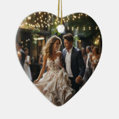 初めてのクリスマス結婚したハート図形 セラミックオーナメント (右)