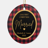 初めてのクリスマス結婚したバッファローセラミックオーナメント セラミックオーナメント (左)