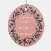 初めてのクリスマス結婚したバラリース セラミックオーナメント (左)