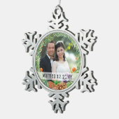 初めてのクリスマス結婚したフォトスノーフレークツリーデコール スノーフレークピューターオーナメント (右)