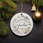 初めてのクリスマス結婚したフローラリーフリース セラミックオーナメント