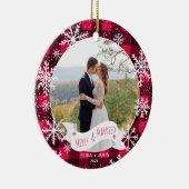 初めてのクリスマス結婚したプレイド2枚の写真 セラミックオーナメント (右)