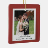初めてのクリスマス結婚したホリデー写真 セラミックオーナメント (右)