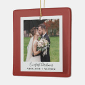 初めてのクリスマス結婚したホリデー写真 セラミックオーナメント (左)