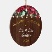 初めてのクリスマス結婚したポ素朴インセチア灯 セラミックオーナメント (右)
